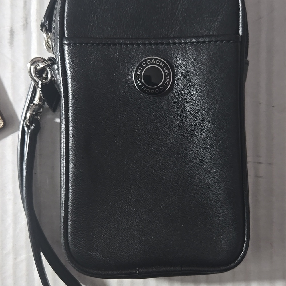 Coach Black Satin Wristlet with Gold Trim - Picture 9 of 10